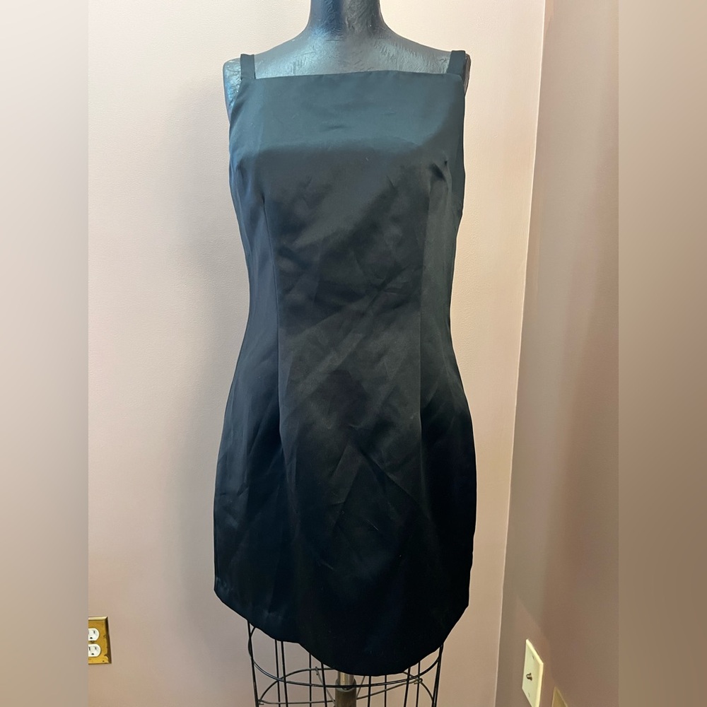 Y2K Rampage Square Neck Little Black Structured Mini Dress Size 6 Made in USA